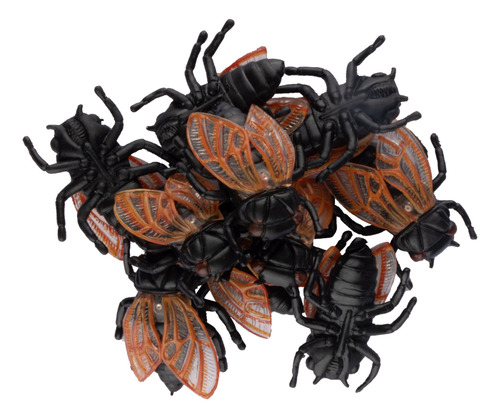 Paquete De Moscas Decorativas Insectos Terror 12pz Color Chocolate