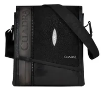 Comprar Bandolera Cuadra Caballero Piel Genuina De Mantarraya Negro