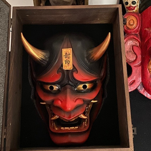 Máscara De Látex Samurai Tío Oni Halloween Cosplay 2023 Color Azul