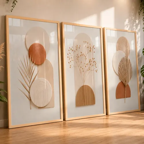 ITOP-DECORQuadros Decorativos Sala Geométrico Neutro Boho Claro 122x