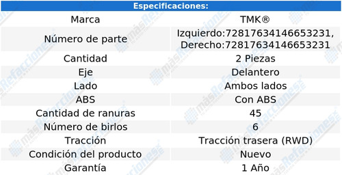 Par De Mazas Delanteras F-150 3.7l 6 Cil 11 Al 14 Tmk