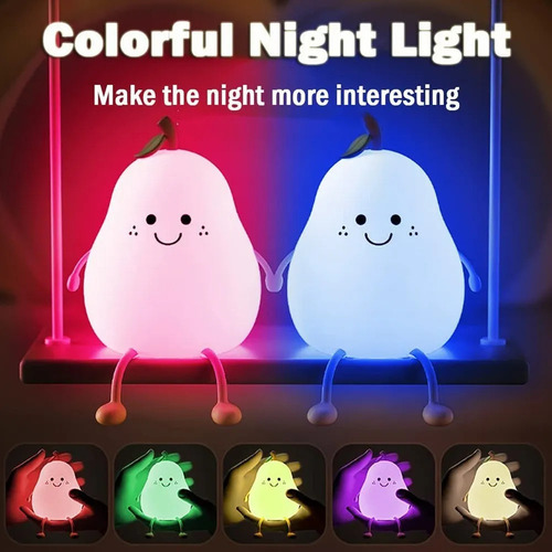 Luz Nocturna Infantil, Lámpara De Silicona En Forma De Pera