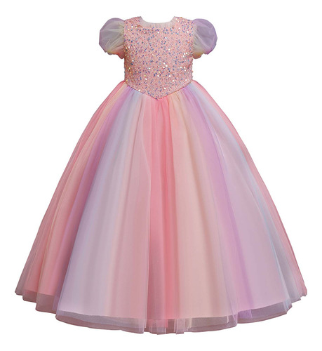 Vestido Para Niñas, Talla Xx279, Manga Abullonada, Princesa,