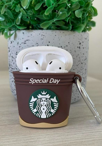 Funda Para Airpods 1/2 Generación | Case Protector Duradero Café Oscuro Airpods 1/2 Starbucks Café