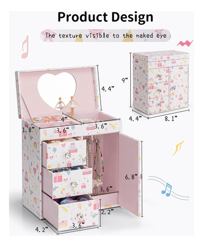 Joyero Musical Vlando For Ninas, Caja De Musica Grande P...