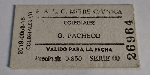 Boleto De Tren De Estación Colegiales A Pacheco 