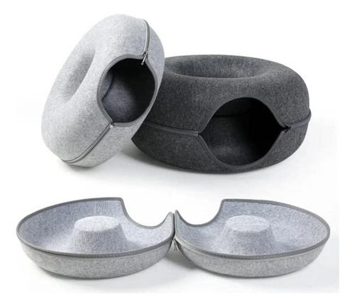 A Cama Redonda For Gatos Con TĂșnel Tipo Nido De Fieltro