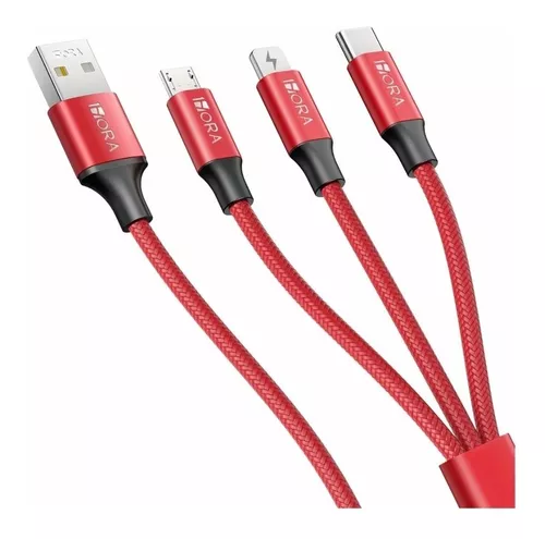 Cable Cargador Usb Reforzado 3 En 1 Para Xiaomi iPhone