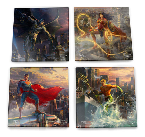 Dc Comics Liga Justicia Thoma Kinkade Juego 4 Posavaso Un