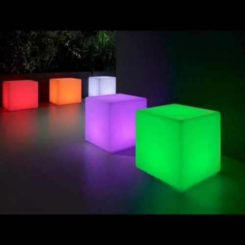 Cubo Puff Iluminado, Luz Led Blanco