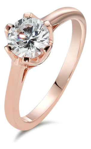 Anillo Promesa Oro Rosa Chapado Compromiso Mujer Diamante