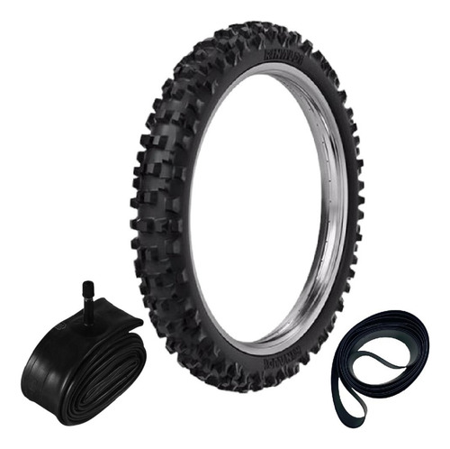 Kit Pneu 80/100-21 Rmx35 Rinaldi + Câmara + Cinta