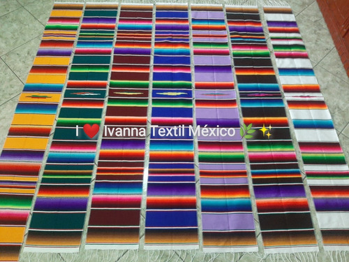 Corredor De Mesa Sarape Mexicano 100% Algodón 40cm X 2m 5pz