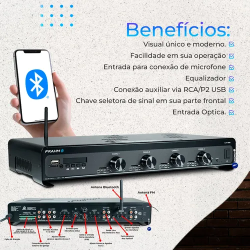 Kit Som Ambiente Slim 4500 + 08 Arandelas De Embutir Jbl