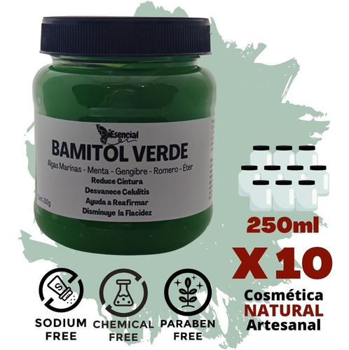  Bamitol Verde Gel Reductivo Natural Alga 250g Mayoreo (10pz)