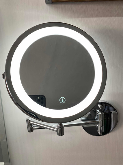 PowerBH Espejo de vanidad portátil montado en la Pared Baño Espejo de vanidad Plegable de Doble Cara no Perforado Plegable 