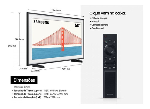 Smart Tv Samsung 50 Polegadas Qled Uhd 4k The Frame 50ls03a