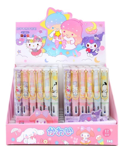 Set De 6 Plumas Estilográficas Personajes Sanrio Kuromi Etc