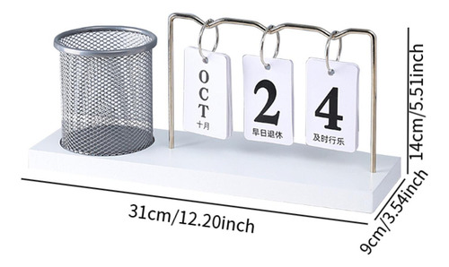 Calendario De Escritorio Con Portalápices Calendario Plata