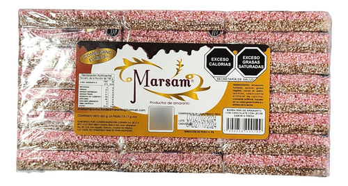 Mini Barra De Amaranto Marsam Chocolate Y Fresa 24 Piezas