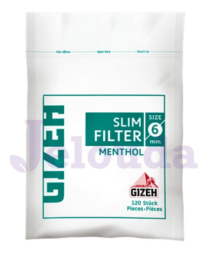 Filtro Gizeh Menthol Mentolado X120u Para Armar 6mm