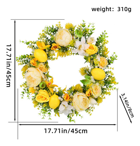 Guirnalda De Peonías Y Artificial De 45cm, Decoración De