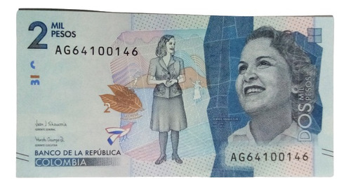 Billete 2000 Pesos Serial Radar Ag64100146 29/ago/2017 Unc