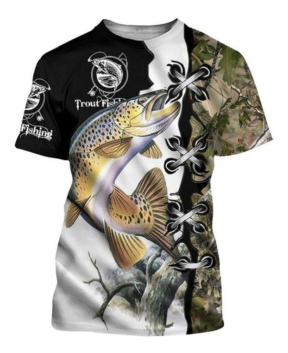 Camiseta De Moda De La Trucha De Pesca De La Serie 3d De Imp