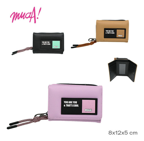 Billetera Muaa Eco Cuero 6 Tarjeteros Y Cierre Práctico Mua 28366.2 Lila Liso
