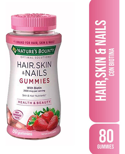 Natures Bounty Hair Skin & Nails Gummies X 80 Comp