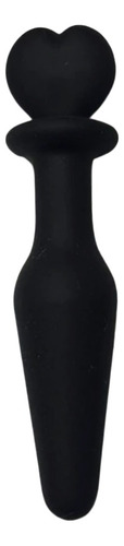 Plug Anal De Silicona Dilatador Corazón Negro Suave 14x3cm Negro