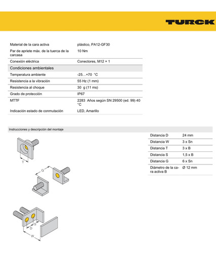 Sensor Inductivo Turck Bi4-m12-ap6x-h1141 46070