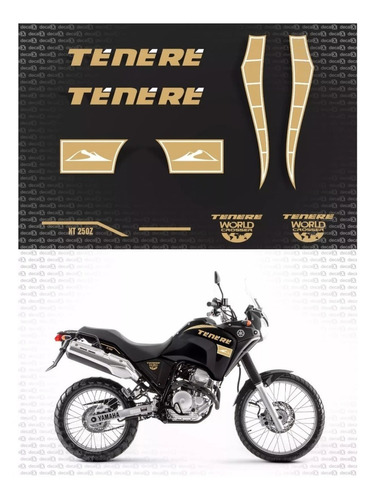 Kit Adesivos Compatível Tenere 250 Personalizado Moto R582 Cor Dourado