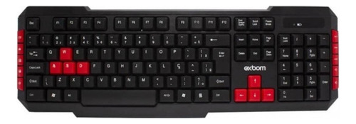 Teclado gamer sem fio Exbom BK-S380 QWERTY português Brasil cor preto