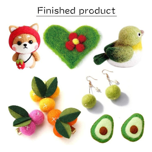 Kit 50 Vellón Lanas Fieltro Agujas Needle Felting Accesorios