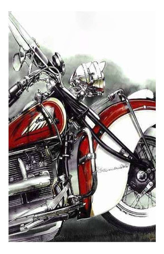 Vinilo 30x45cm Vehiculo Motocicleta Ilustracion Choper