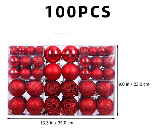 Caja De 100 Bolas Navideñas Para Adornos De Árbol De Navidad