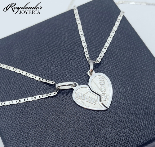 Dije Corazón Compartido,personalizado, 2 Cadenas Plata925!!