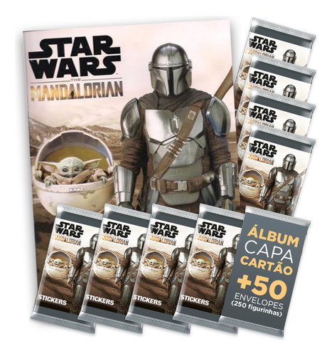 Star Wars Mandalorian - Álbum Capa Cartão + 50 Envelopes