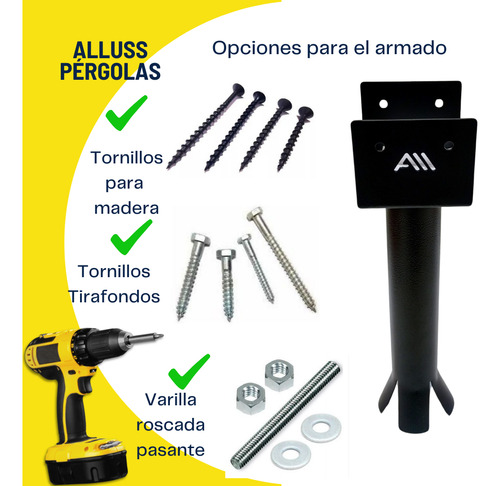 Arma Tu Pergola De 3x3 Mts Kit Alluss Para Maderas De 4x4