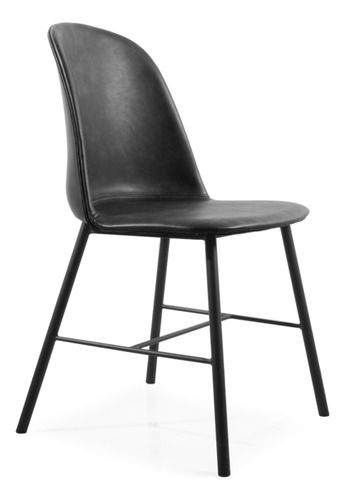 Silla Queens Negra Tapizada Ecocuero Cocina Comedor