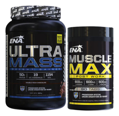 Combo Ultra Mass Chocolate 1500g + Muscle Max 90 Tabs