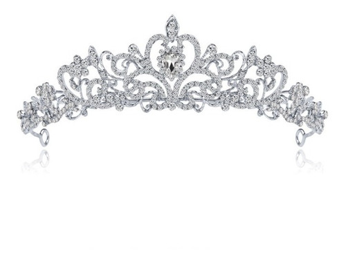 Coroa Tiara Noiva Debutante Prata Porta Coque Arranjo T1