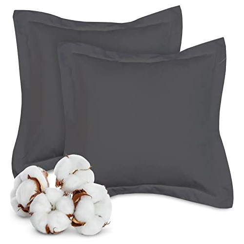 Fundas De Almohada Cuadradas Europeas Set De 2 Gris Osc...