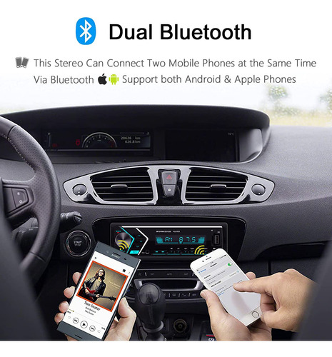 Bluetooth Estereo Coche Un Solo Din Radio Dual Usb 7 Color