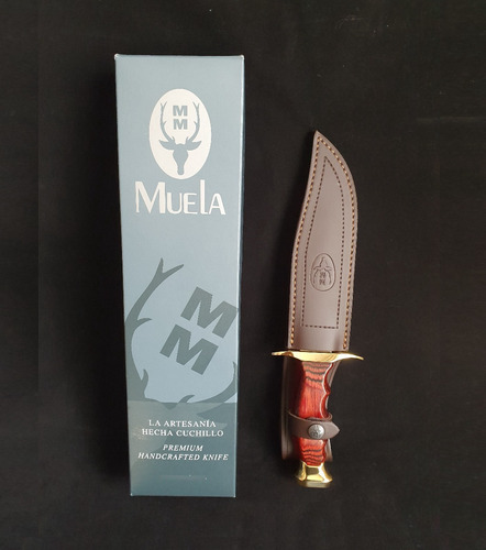 Imagen 4 de 5 de Cuchillo Bowie 180mm Dorado C/funda Marca Muela