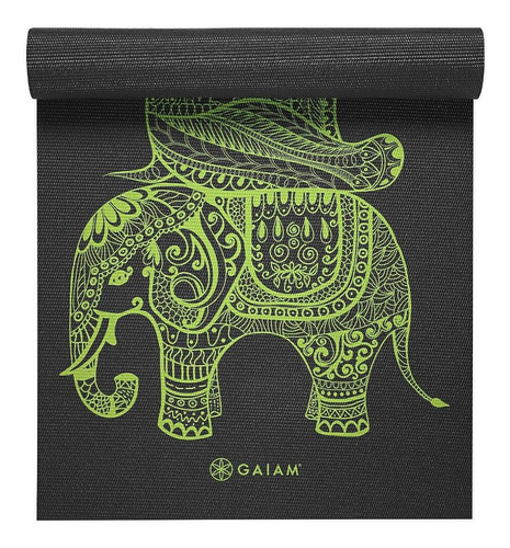 Tapete Yoga Gaiam Premium Mat Pvc Impreso 6mm Color Gris/Verde