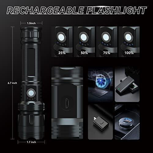 Linterna Led Para Hombres Negra C/ Tirantes- Pack X2