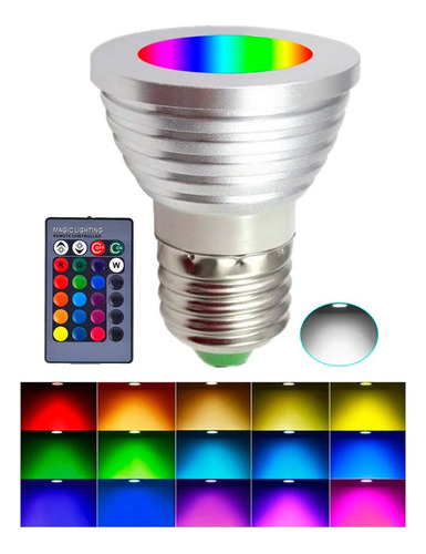 Lampara Luz Led Rgb 3w E27 Con Control 16 Colores Cnw21067