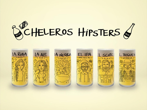 Cheleros Hipsters Juego De 6 Vasos